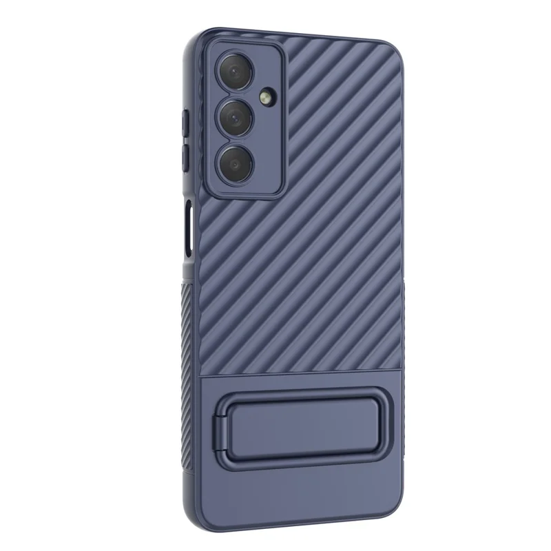 For Samsung Galaxy M54 5G / F54 5G Flexible Soft TPU Case Scratch Resistant Skin-touch Phone Cover with Kickstand - Dark Blue