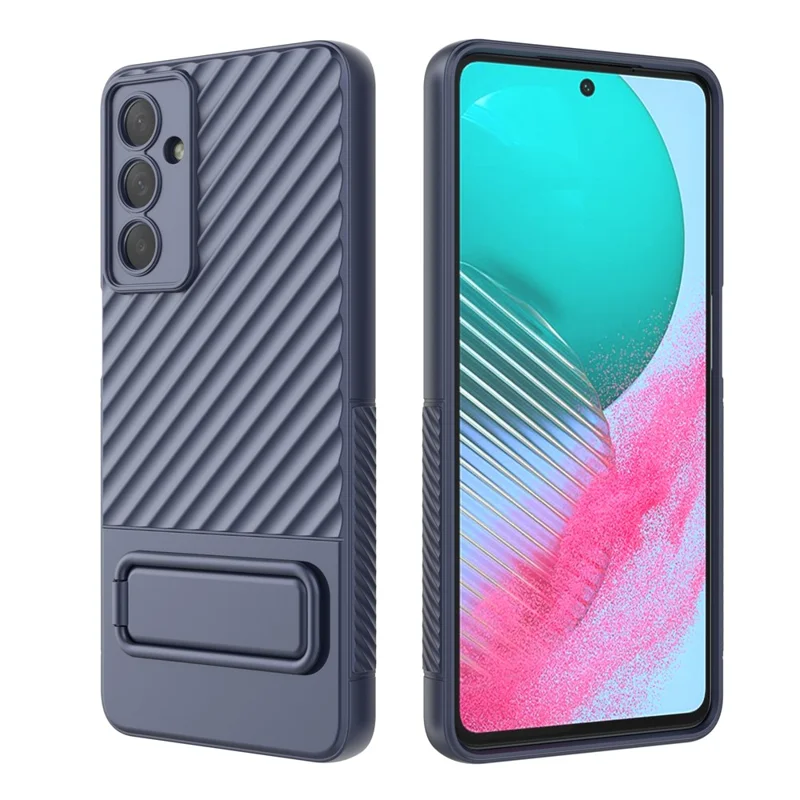 For Samsung Galaxy M54 5G / F54 5G Flexible Soft TPU Case Scratch Resistant Skin-touch Phone Cover with Kickstand - Dark Blue