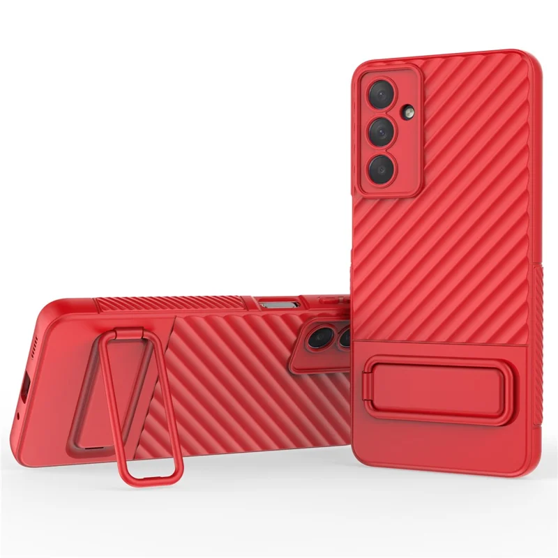 For Samsung Galaxy M54 5G / F54 5G Flexible Soft TPU Case Scratch Resistant Skin-touch Phone Cover with Kickstand - Red