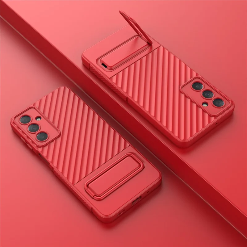 For Samsung Galaxy M54 5G / F54 5G Flexible Soft TPU Case Scratch Resistant Skin-touch Phone Cover with Kickstand - Red