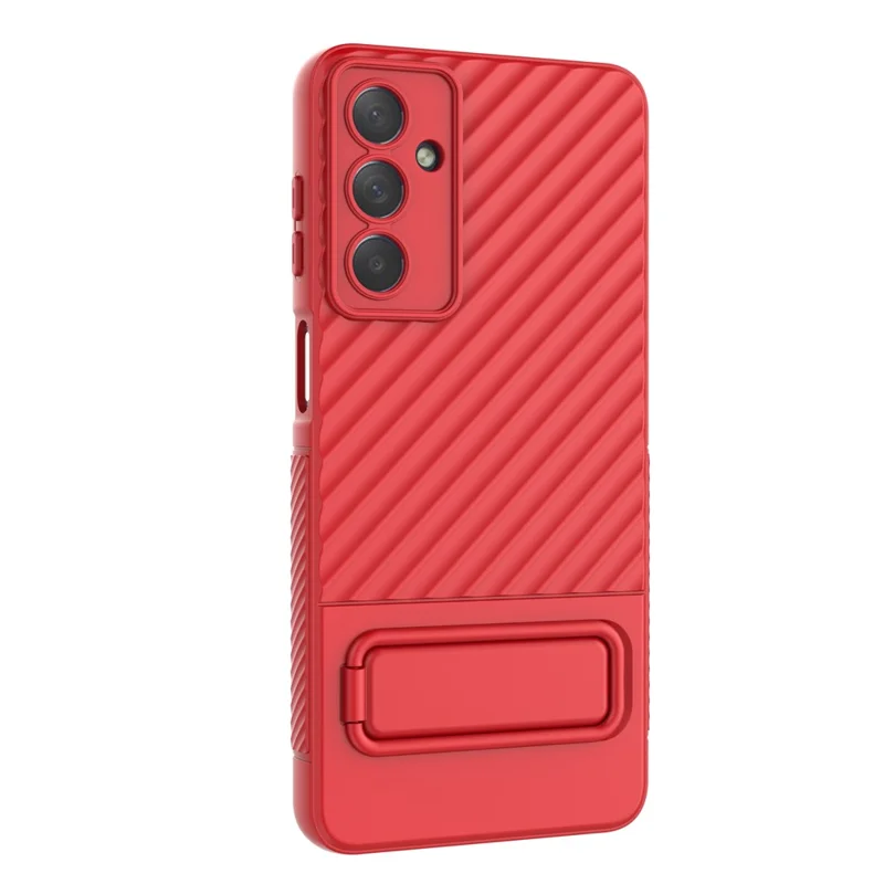 For Samsung Galaxy M54 5G / F54 5G Flexible Soft TPU Case Scratch Resistant Skin-touch Phone Cover with Kickstand - Red