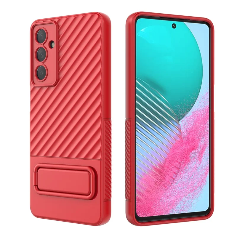 For Samsung Galaxy M54 5G / F54 5G Flexible Soft TPU Case Scratch Resistant Skin-touch Phone Cover with Kickstand - Red