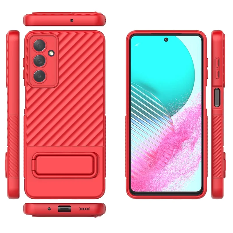 For Samsung Galaxy M54 5G / F54 5G Flexible Soft TPU Case Scratch Resistant Skin-touch Phone Cover with Kickstand - Red