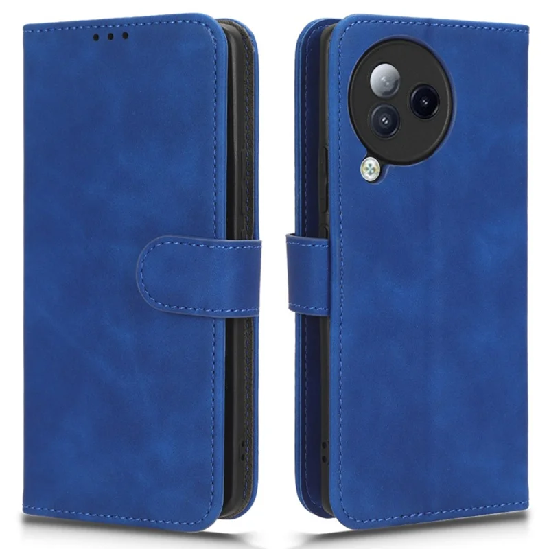 Skin-touch Leather Case for Xiaomi Civi 3 5G , Foldable Stand Wallet Protective Phone Cover - Blue