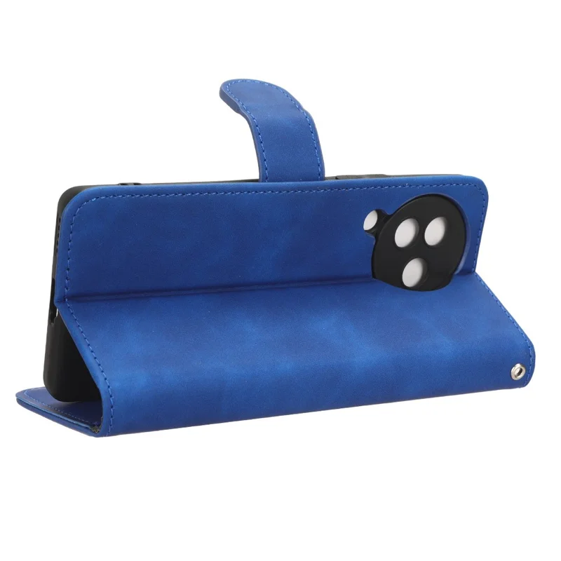 Skin-touch Leather Case for Xiaomi Civi 3 5G , Foldable Stand Wallet Protective Phone Cover - Blue