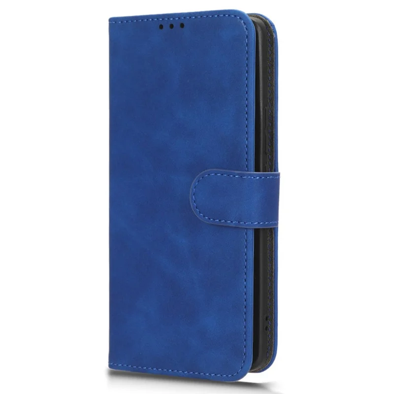 Skin-touch Leather Case for Xiaomi Civi 3 5G , Foldable Stand Wallet Protective Phone Cover - Blue