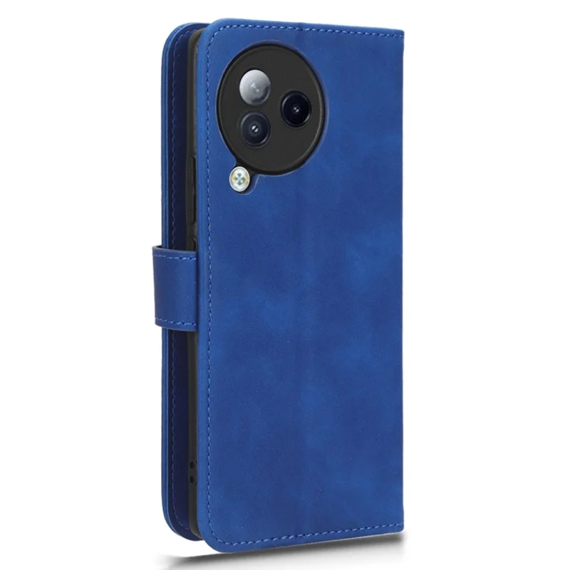 Skin-touch Leather Case for Xiaomi Civi 3 5G , Foldable Stand Wallet Protective Phone Cover - Blue