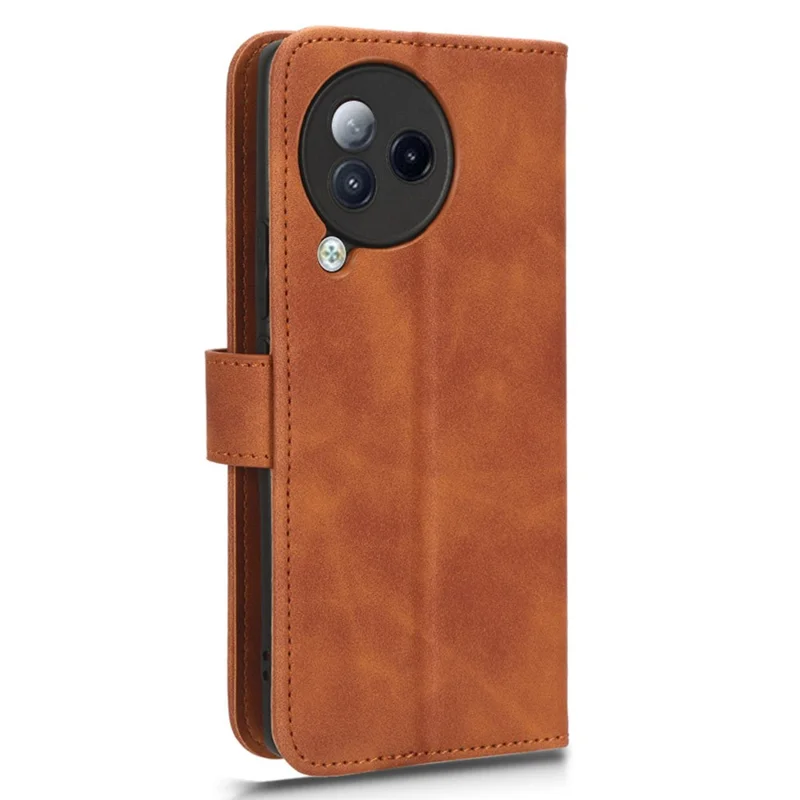 Skin-touch Leather Case for Xiaomi Civi 3 5G , Foldable Stand Wallet Protective Phone Cover - Brown