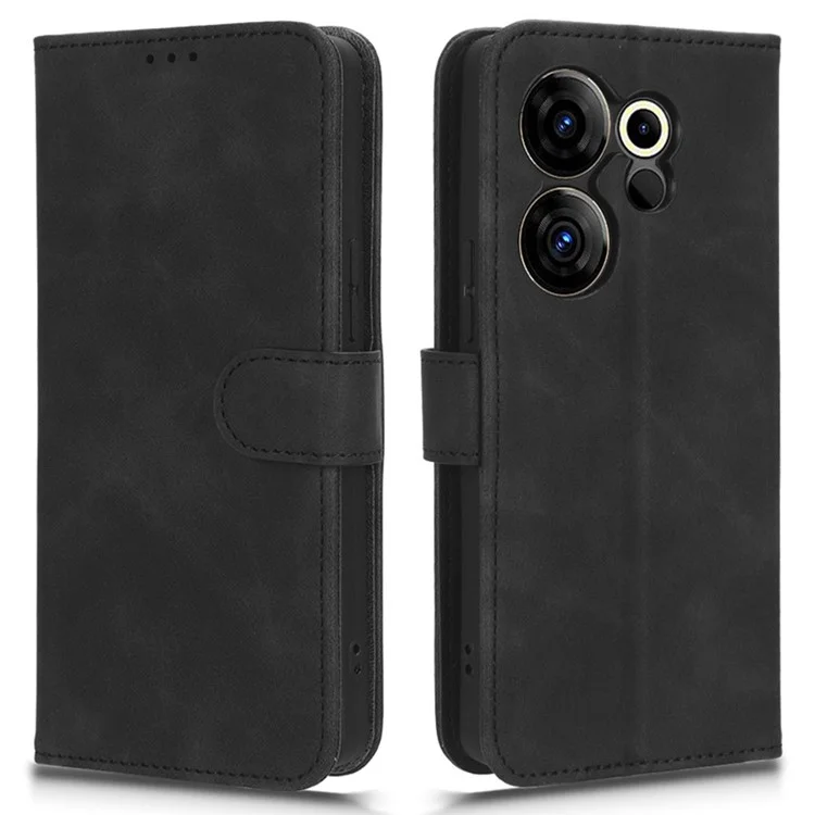 Pour TECNO Camon 20 4G / Camon 20 Premier 5G Étui en cuir avec support Portefeuille Peau de contact Housse de téléphone - Noir