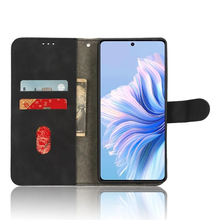 Pour TECNO Camon 20 4G / Camon 20 Premier 5G Étui en cuir avec support Portefeuille Peau de contact Housse de téléphone - Noir