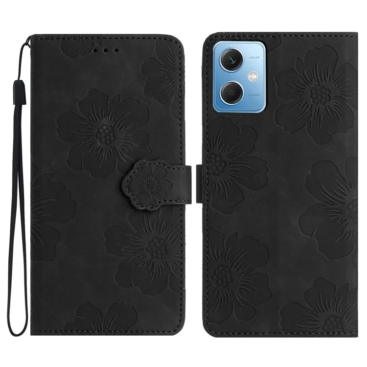 Étui en cuir pour Xiaomi Redmi Note 12 5G (Chine) / (Inde) / (Mondial) / Poco X5 5G Étui portefeuille de téléphone avec support - Noir