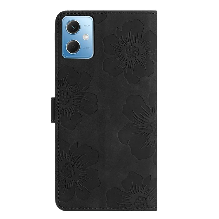 Étui en cuir pour Xiaomi Redmi Note 12 5G (Chine) / (Inde) / (Mondial) / Poco X5 5G Étui portefeuille de téléphone avec support - Noir