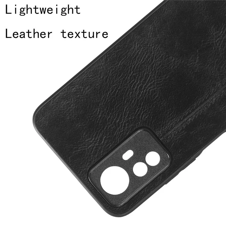 Phone Case for Xiaomi Redmi Note 12S 4G , PU Leather Coated TPU+PC Cowhide Texture Phone Cover - Black