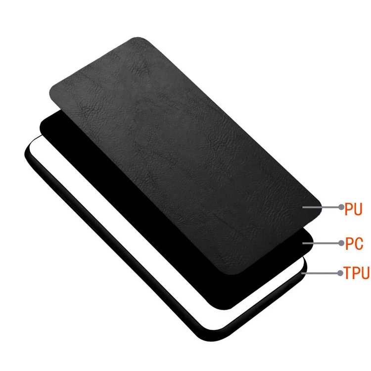 Phone Case for Xiaomi Redmi Note 12S 4G , PU Leather Coated TPU+PC Cowhide Texture Phone Cover - Black