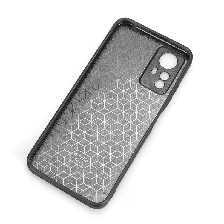 Phone Case for Xiaomi Redmi Note 12S 4G , PU Leather Coated TPU+PC Cowhide Texture Phone Cover - Black