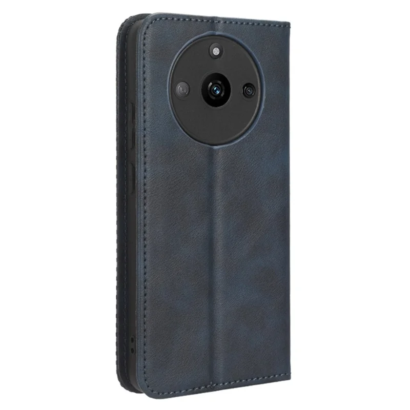 For Realme 11 5G (China) Retro Stand PU Leather Phone Case Wallet Mobile Phone Anti-Scratch Cover - Blue