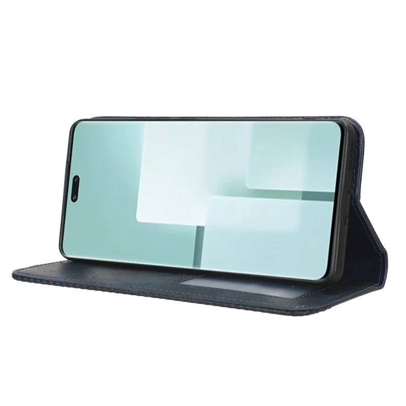 For Xiaomi Civi 3 5G Retro Phone Case Stand PU Leather Wallet Mobile Phone Anti-Scratch Cover - Blue