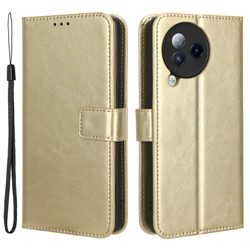 For Xiaomi Civi 3 5G Scratch-proof Crazy Horse Texture PU Leather Stand Phone Case Wallet Shell - Gold
