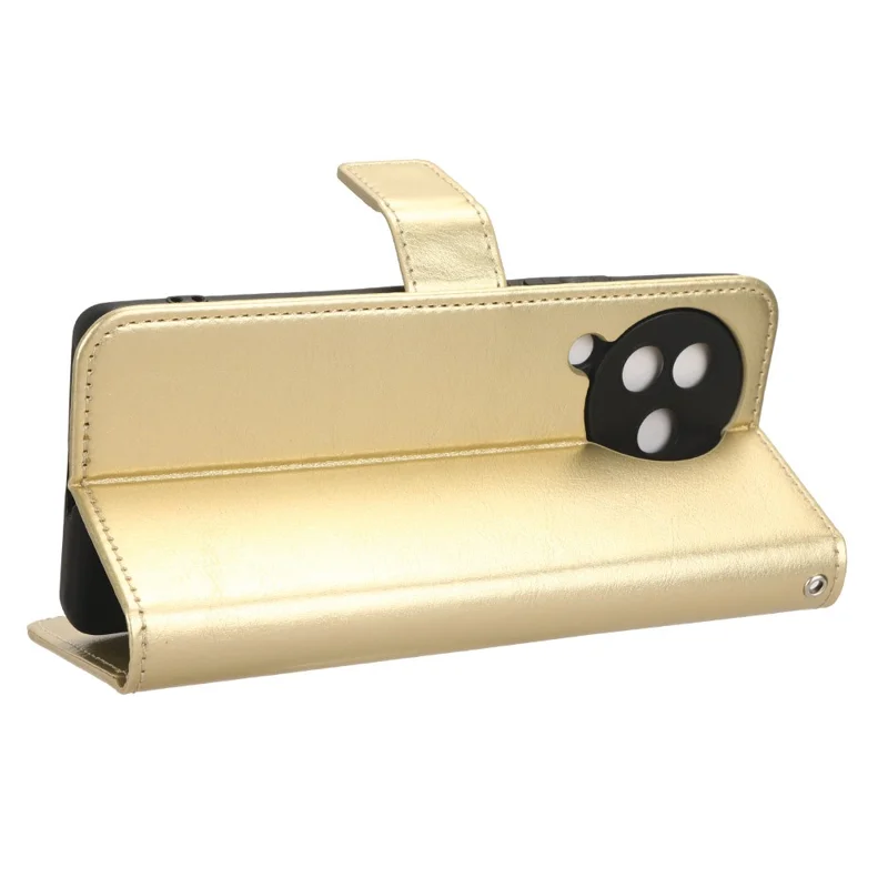 For Xiaomi Civi 3 5G Scratch-proof Crazy Horse Texture PU Leather Stand Phone Case Wallet Shell - Gold