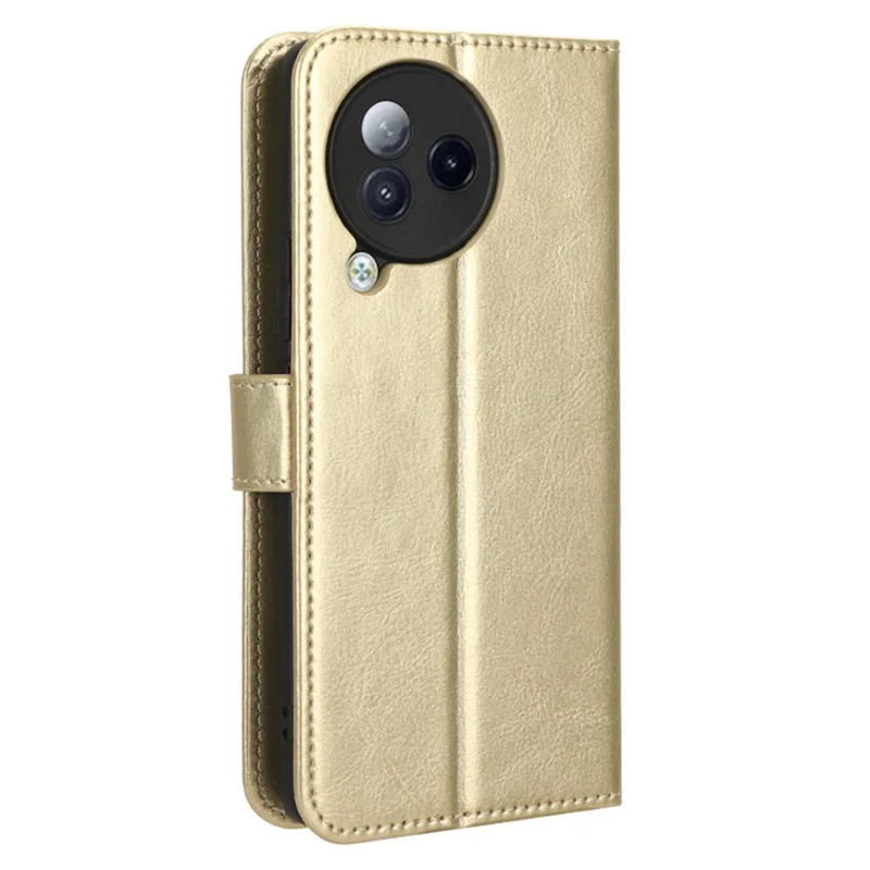 For Xiaomi Civi 3 5G Scratch-proof Crazy Horse Texture PU Leather Stand Phone Case Wallet Shell - Gold