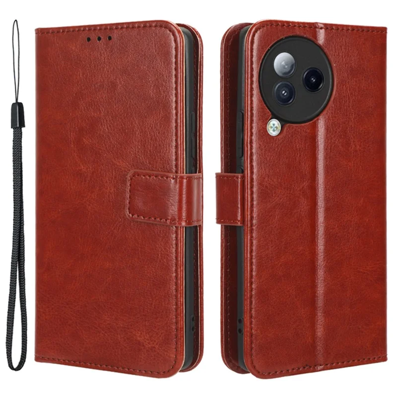 Para Xiaomi Civi 3 5G Funda de teléfono de cuero de caballo loco a prueba de arañazos, con soporte - Marrón