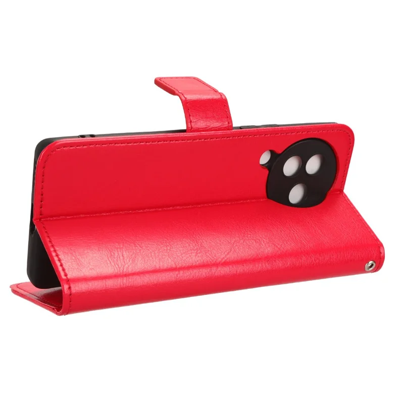For Xiaomi Civi 3 5G Scratch-proof Crazy Horse Texture PU Leather Stand Phone Case Wallet Shell - Red