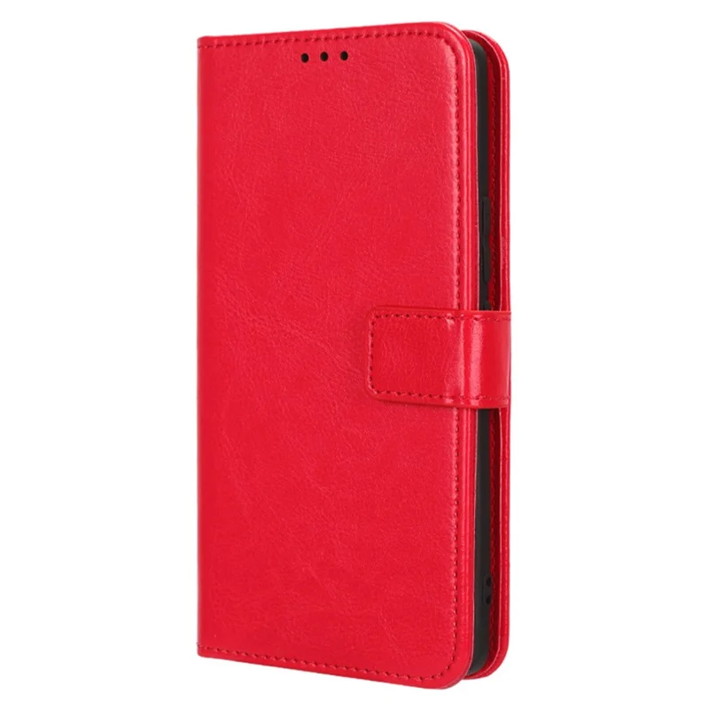 For Xiaomi Civi 3 5G Scratch-proof Crazy Horse Texture PU Leather Stand Phone Case Wallet Shell - Red