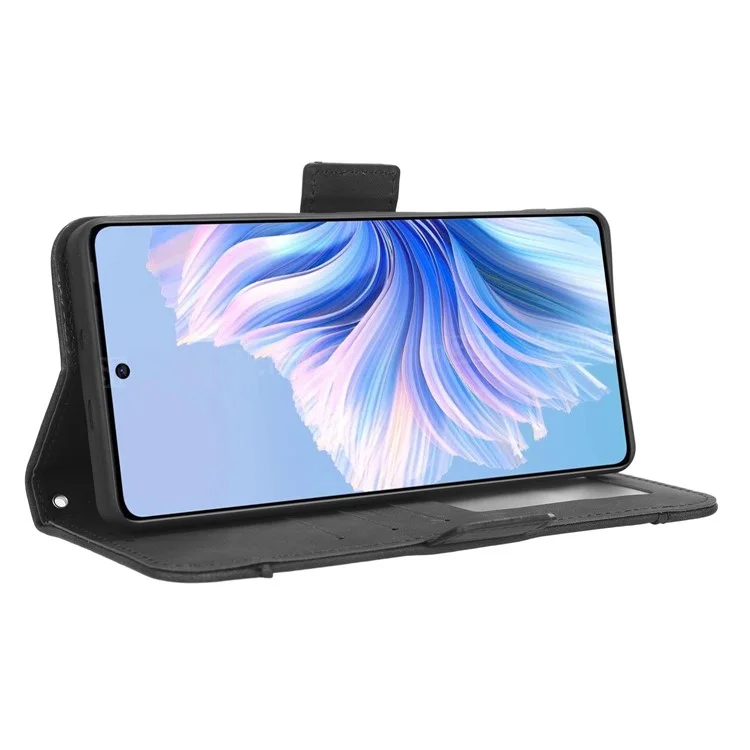 For TECNO Camon 20 Premier 5G CK9n PU Leather Wallet Cover Multiple Card Slots Drop-Proof Stand Phone Case - Black
