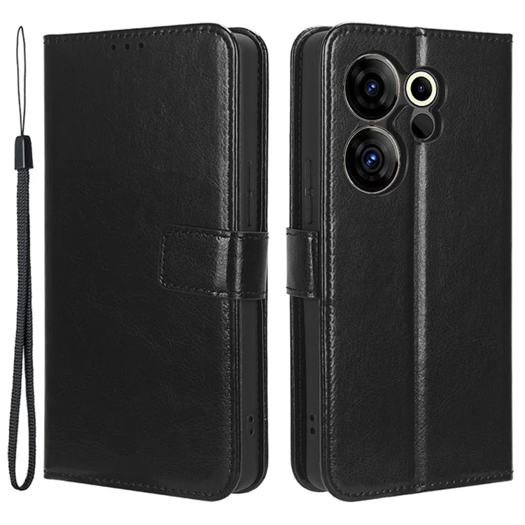 Per TECNO Camon 20 Premier 5G CK9n Custodia per telefono Crazy Horse Texture PU Pelle Stand Portafoglio Shell - Nero