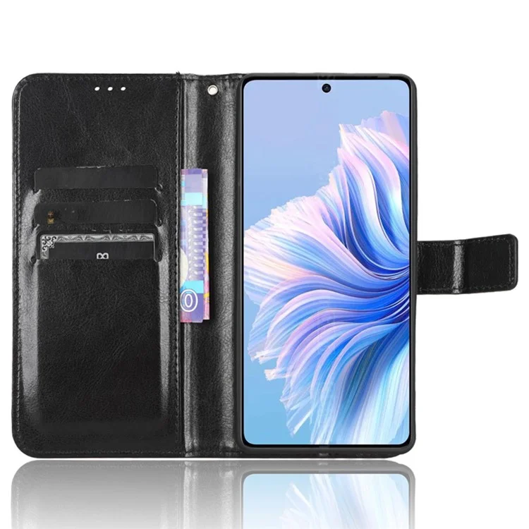 Per TECNO Camon 20 Premier 5G CK9n Custodia per telefono Crazy Horse Texture PU Pelle Stand Portafoglio Shell - Nero