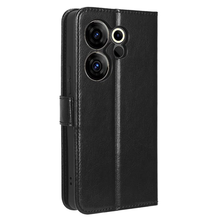 Per TECNO Camon 20 Premier 5G CK9n Custodia per telefono Crazy Horse Texture PU Pelle Stand Portafoglio Shell - Nero