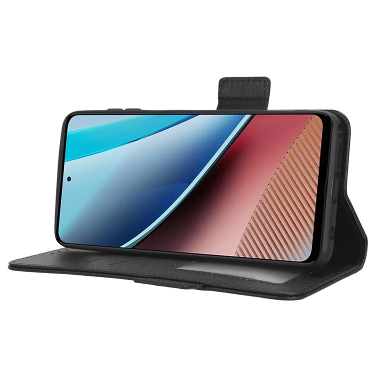For Motorola Moto G Stylus (2023) Litchi Texture Phone Case Wallet Stand PU Leather Anti-drop Cover - Black
