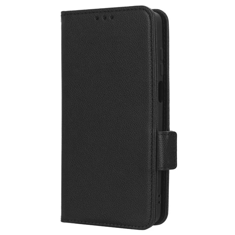 For Motorola Moto G Stylus (2023) Litchi Texture Phone Case Wallet Stand PU Leather Anti-drop Cover - Black