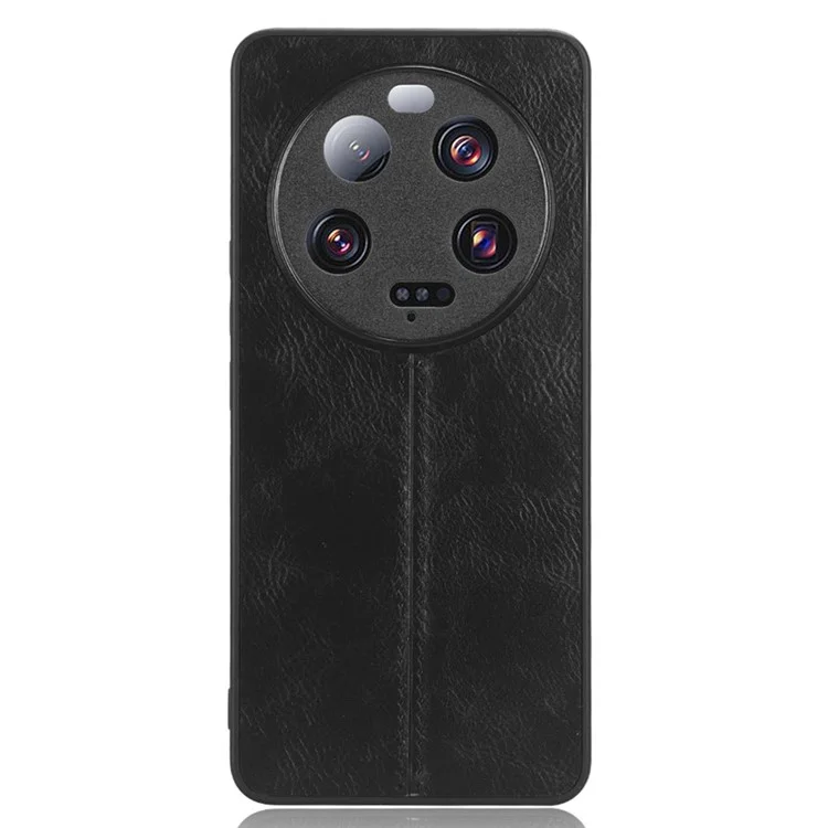Para la cubierta del teléfono Xiaomi 13 Ultra Cowhide Texture de piel de vaca PU con revestimiento de TPU+PC - Negro