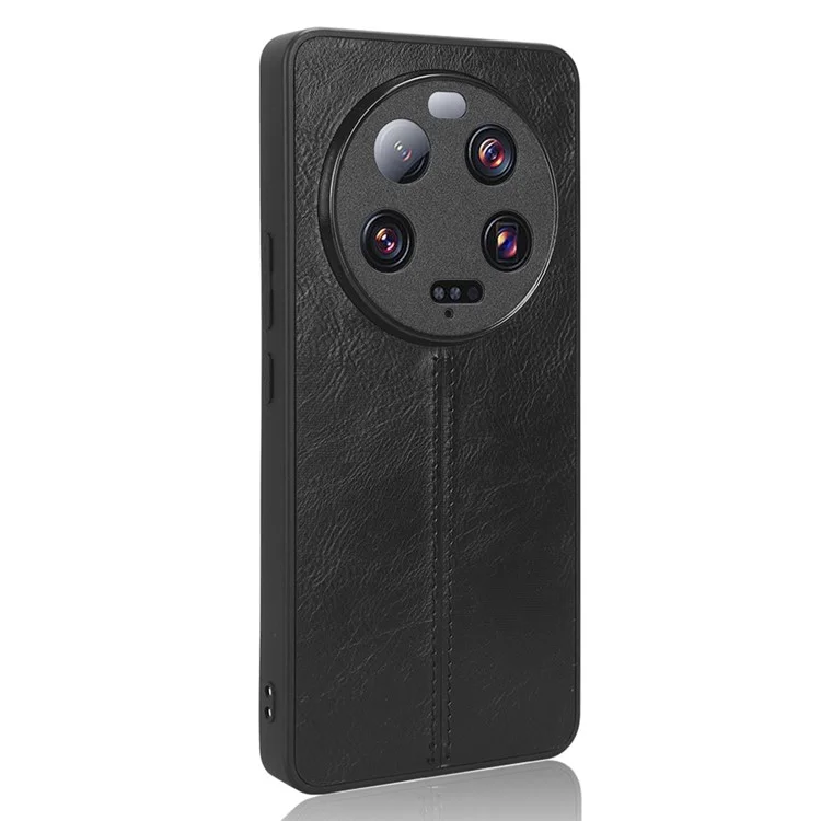 Para la cubierta del teléfono Xiaomi 13 Ultra Cowhide Texture de piel de vaca PU con revestimiento de TPU+PC - Negro
