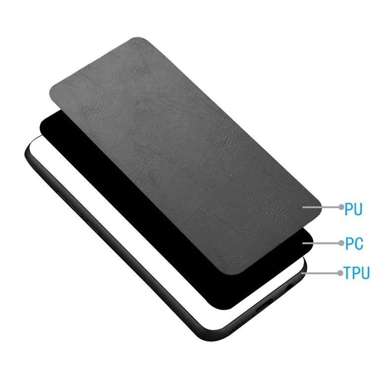 Para la cubierta del teléfono Xiaomi 13 Ultra Cowhide Texture de piel de vaca PU con revestimiento de TPU+PC - Negro