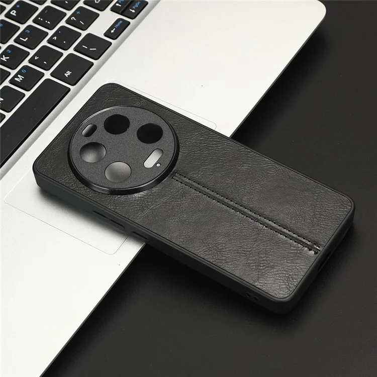 Para la cubierta del teléfono Xiaomi 13 Ultra Cowhide Texture de piel de vaca PU con revestimiento de TPU+PC - Negro