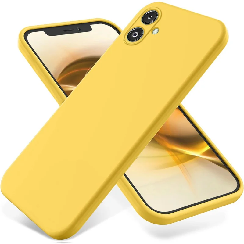For Samsung Galaxy F14 5G Anti-Dust Liquid Silicone Phone Cover Soft Lining Phone Case with Strap - Yellow