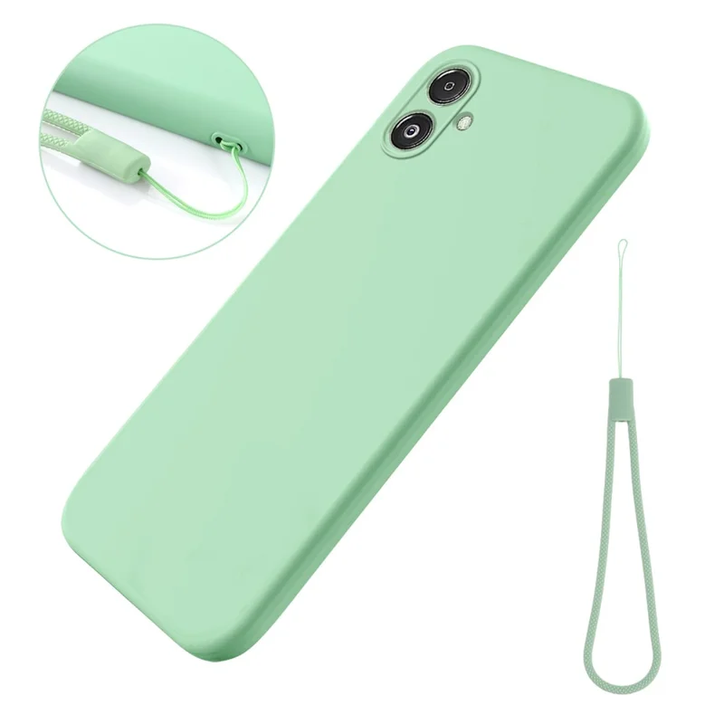 Para Samsung Galaxy F14 5G Anti-Poeira Capa de Telefone de Silicone Líquido Suave Forro de Telefone com Alça - Verde