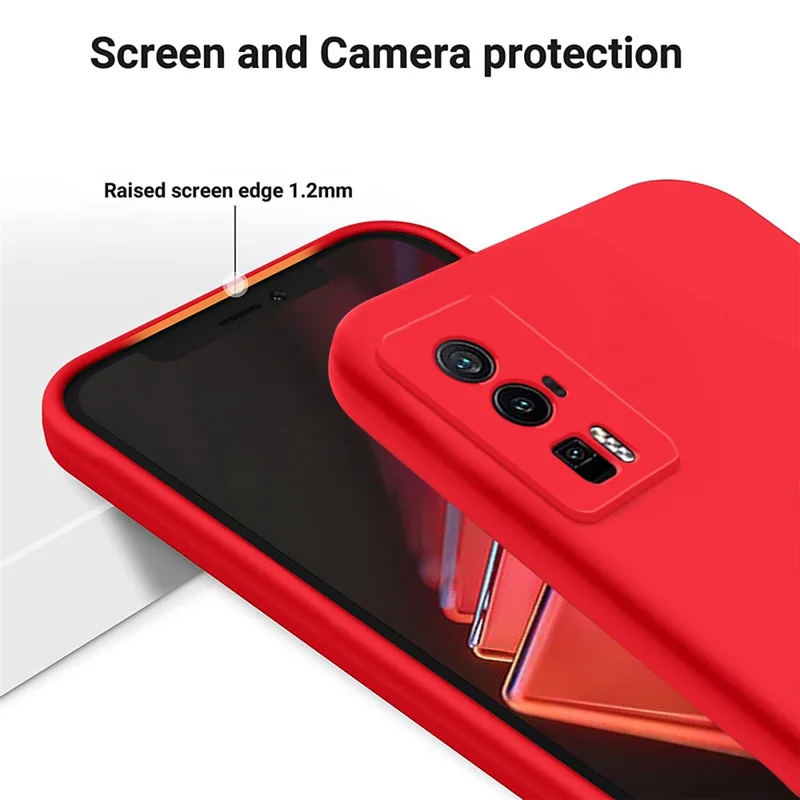Phone Case for Xiaomi Poco F5 Pro 5G / Redmi K60 Pro 5G / K60 5G , Soft Lining Liquid Silicone Cell Phone Cover with Strap - Red