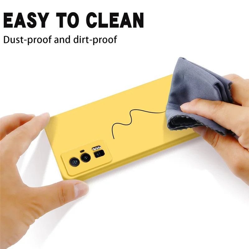Coque de téléphone pour Xiaomi Poco F5 Pro 5G / Redmi K60 Pro 5G / K60 5G, boîtier de téléphone portable en silicone liquide avec doublure douce et sangle - Jaune