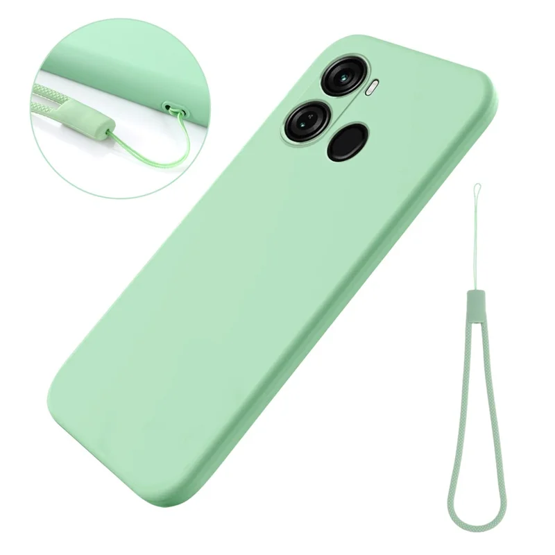 Protection Shell Case for itel P40 , Soft Lining Liquid Silicone Cell Phone Cover with Strap - Green