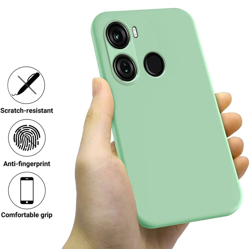 Protection Shell Case for itel P40 , Soft Lining Liquid Silicone Cell Phone Cover with Strap - Green