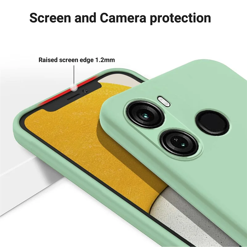 Protection Shell Case for itel P40 , Soft Lining Liquid Silicone Cell Phone Cover with Strap - Green