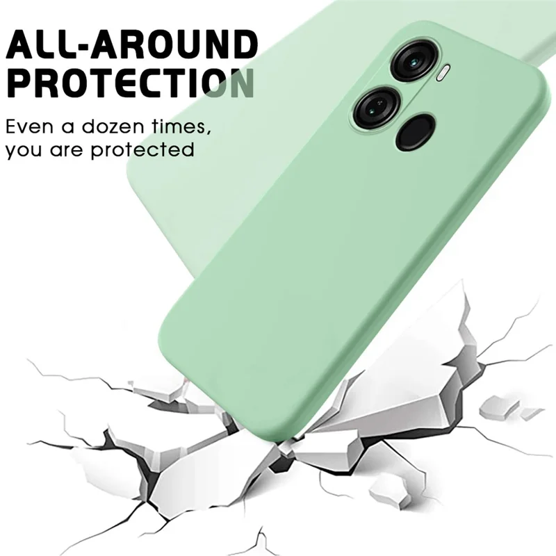 Protection Shell Case for itel P40 , Soft Lining Liquid Silicone Cell Phone Cover with Strap - Green