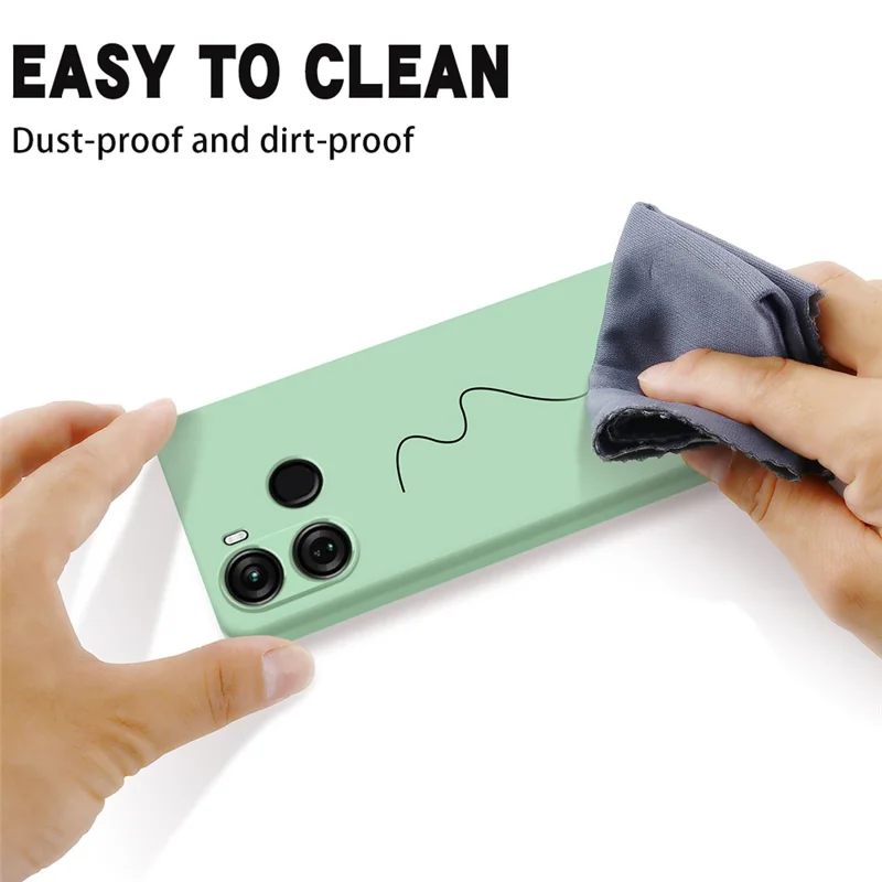 Protection Shell Case for itel P40 , Soft Lining Liquid Silicone Cell Phone Cover with Strap - Green