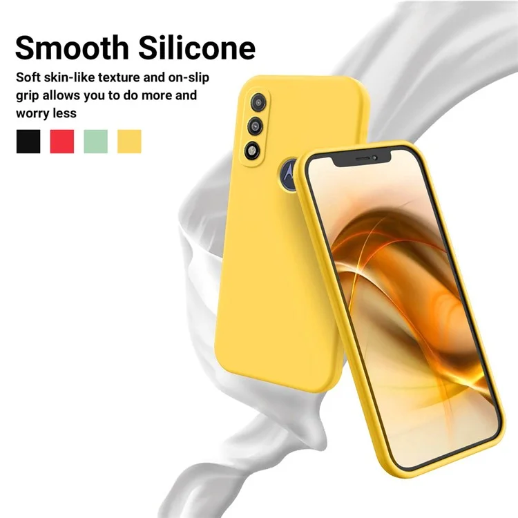 Cell Phone Case for Motorola G Pure , Liquid Silicone+Soft Lining Mobile Phone Cover with Strap - Yellow
