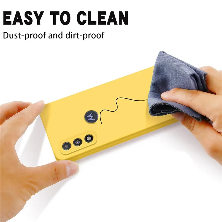 Cell Phone Case for Motorola G Pure , Liquid Silicone+Soft Lining Mobile Phone Cover with Strap - Yellow
