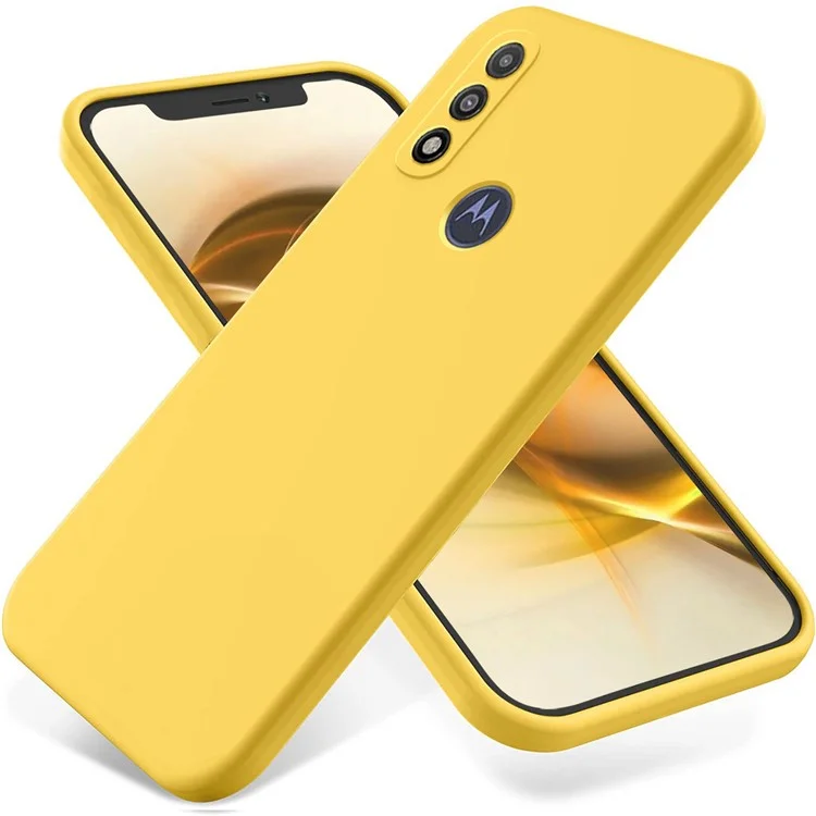 Cell Phone Case for Motorola G Pure , Liquid Silicone+Soft Lining Mobile Phone Cover with Strap - Yellow