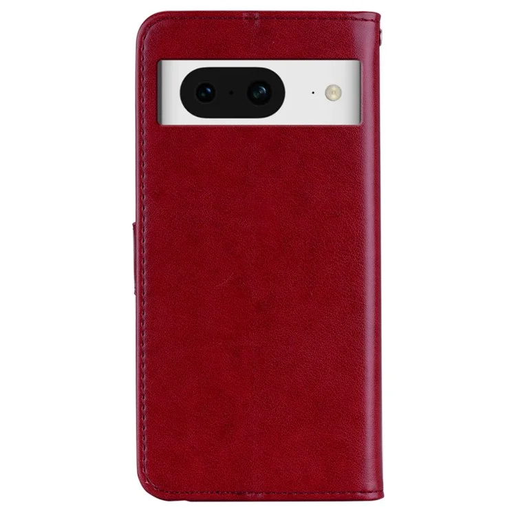 For Google Pixel 8 Mobile Phone Case TPU+PU Leather Stand Flip Imprinted Owl Flower Wallet Cover - Red